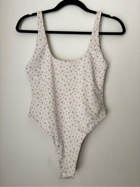 LAHANA Swim Penelope Scoop Neck One Piece Size XL NEW Floral Cream/Orange Cheeky